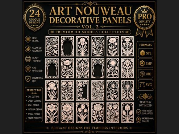 Elevating Modern Craftsmanship with Art Nouveau CNC Panels Vol.2