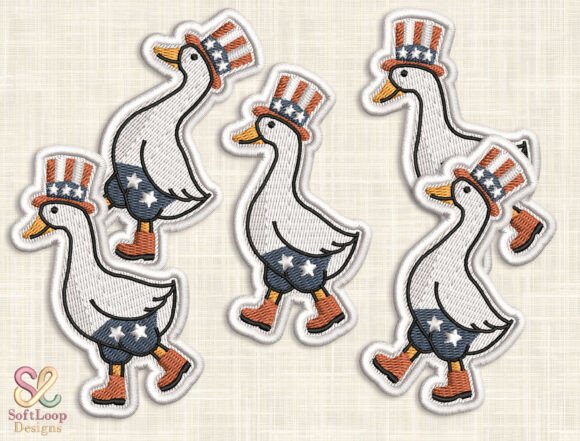 Evaluating the PATRIOTIC GOOSE Patch Embroidery Design for Seasonal Projects