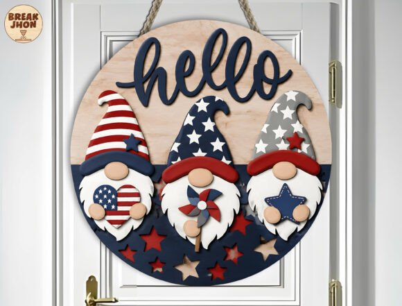 Patriotic Gnome Door Hanger SVG: A Whimsical Way to Celebrate American Pride