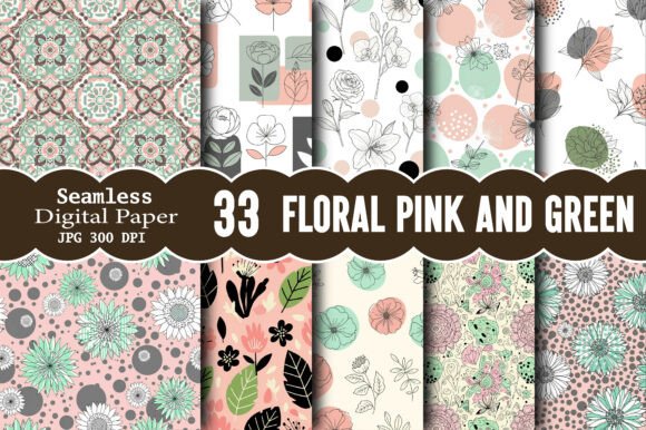 Seamless Floral Pink and Green Paper: Elevating Modern Design with Versatile Aesthetics